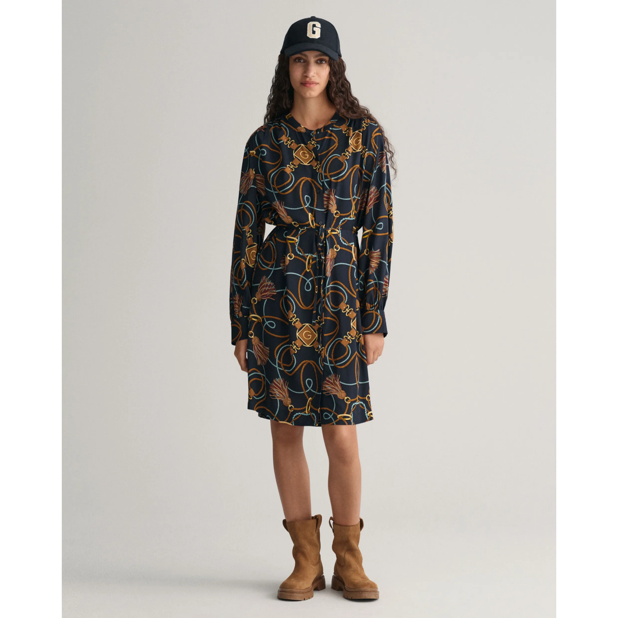 GANT Rope Print Shirt Dress 3257 Evening Blue