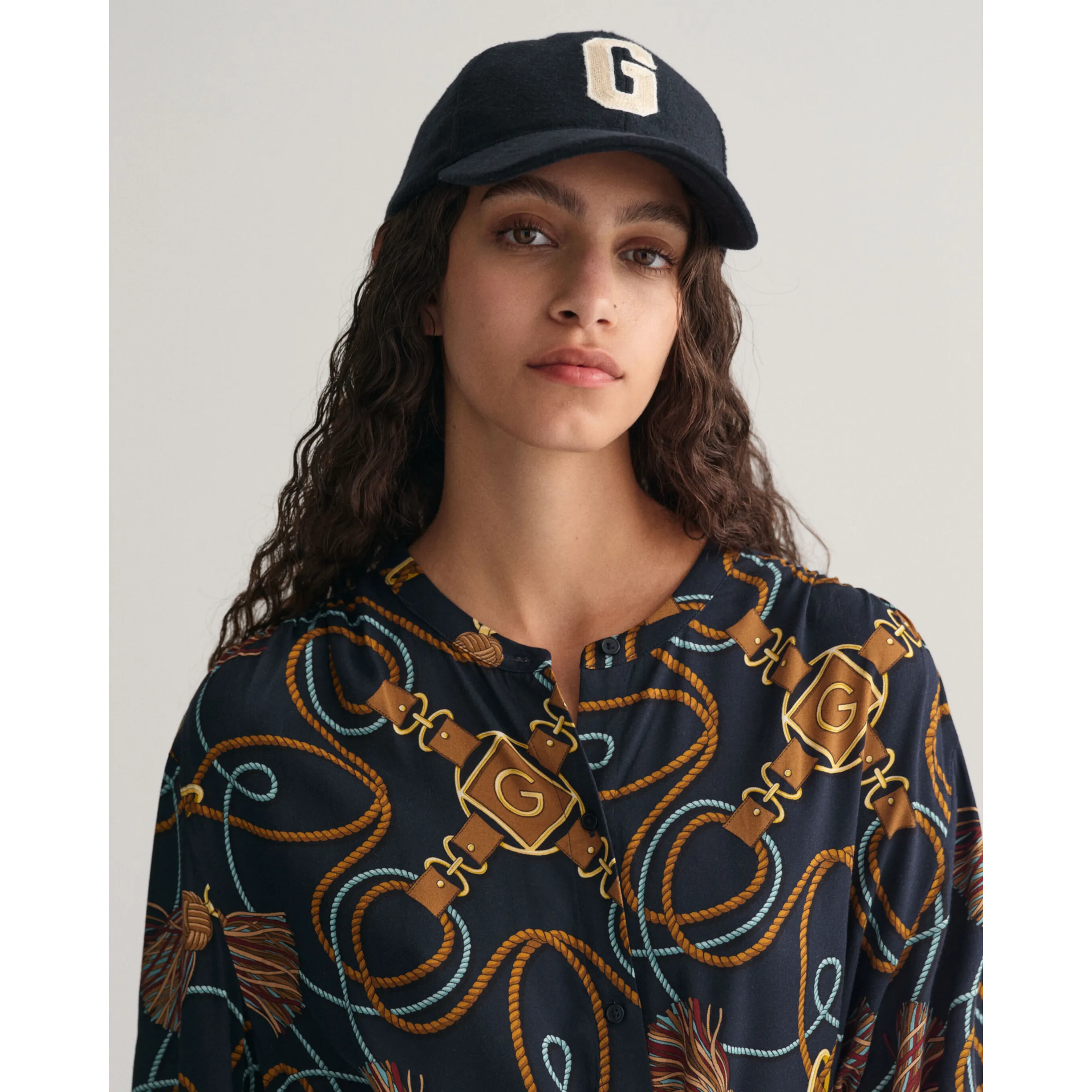 GANT Rope Print Shirt Dress 3257 Evening Blue