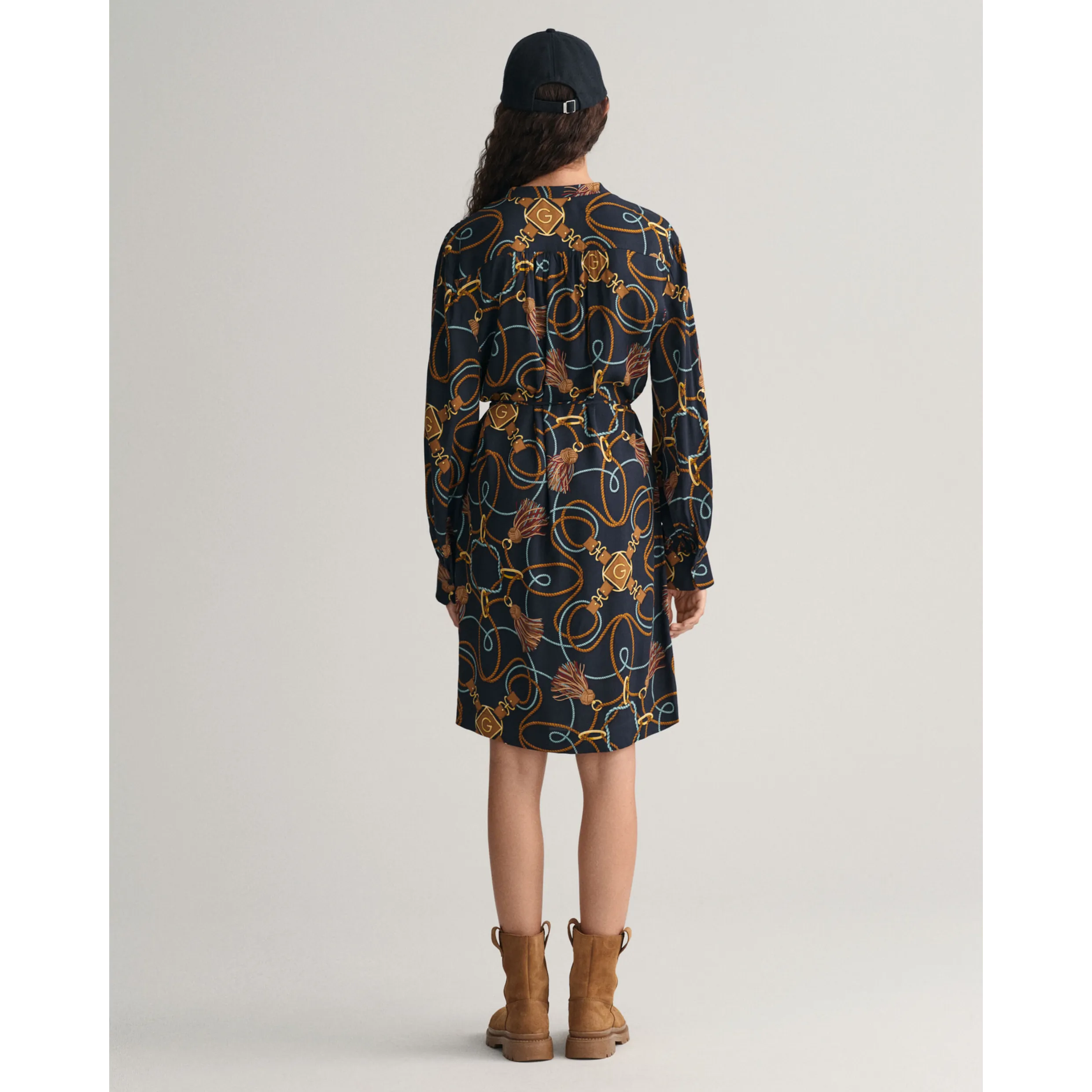 GANT Rope Print Shirt Dress 3257 Evening Blue