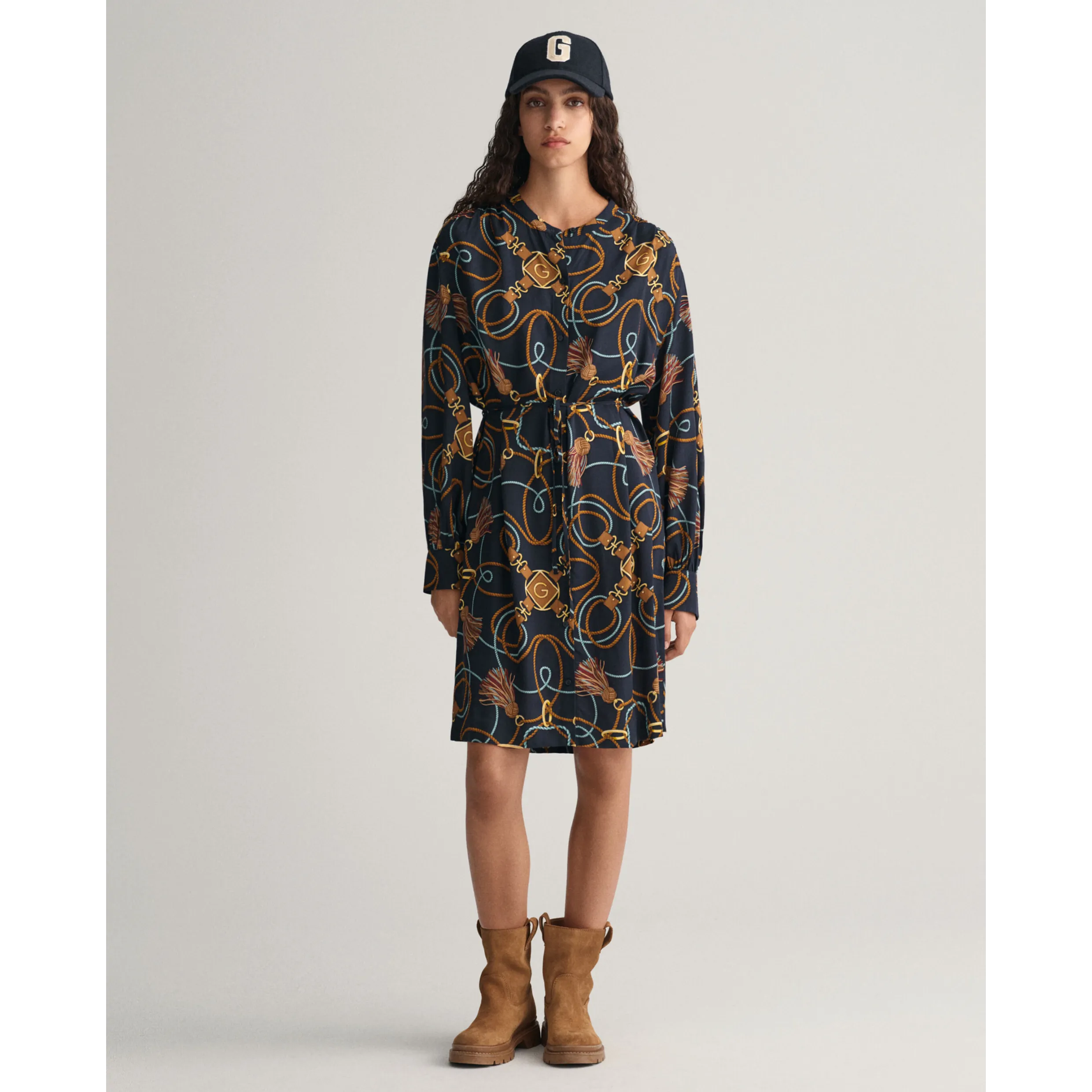 GANT Rope Print Shirt Dress 3257 Evening Blue