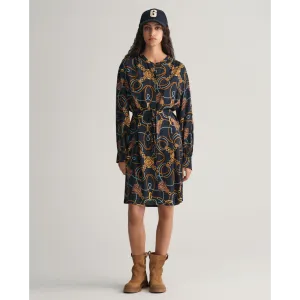 GANT Rope Print Shirt Dress 3257 Evening Blue