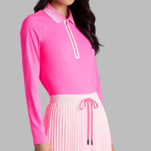 G/FORE Silky Tech L/S Zip Polo - Knockout Pink