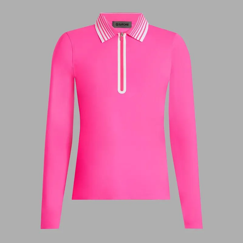 G/FORE Silky Tech L/S Zip Polo - Knockout Pink