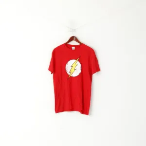 Gildan Men L T- Shirt Red Cotton DC Comics Flash Graphic Crew Neck Top