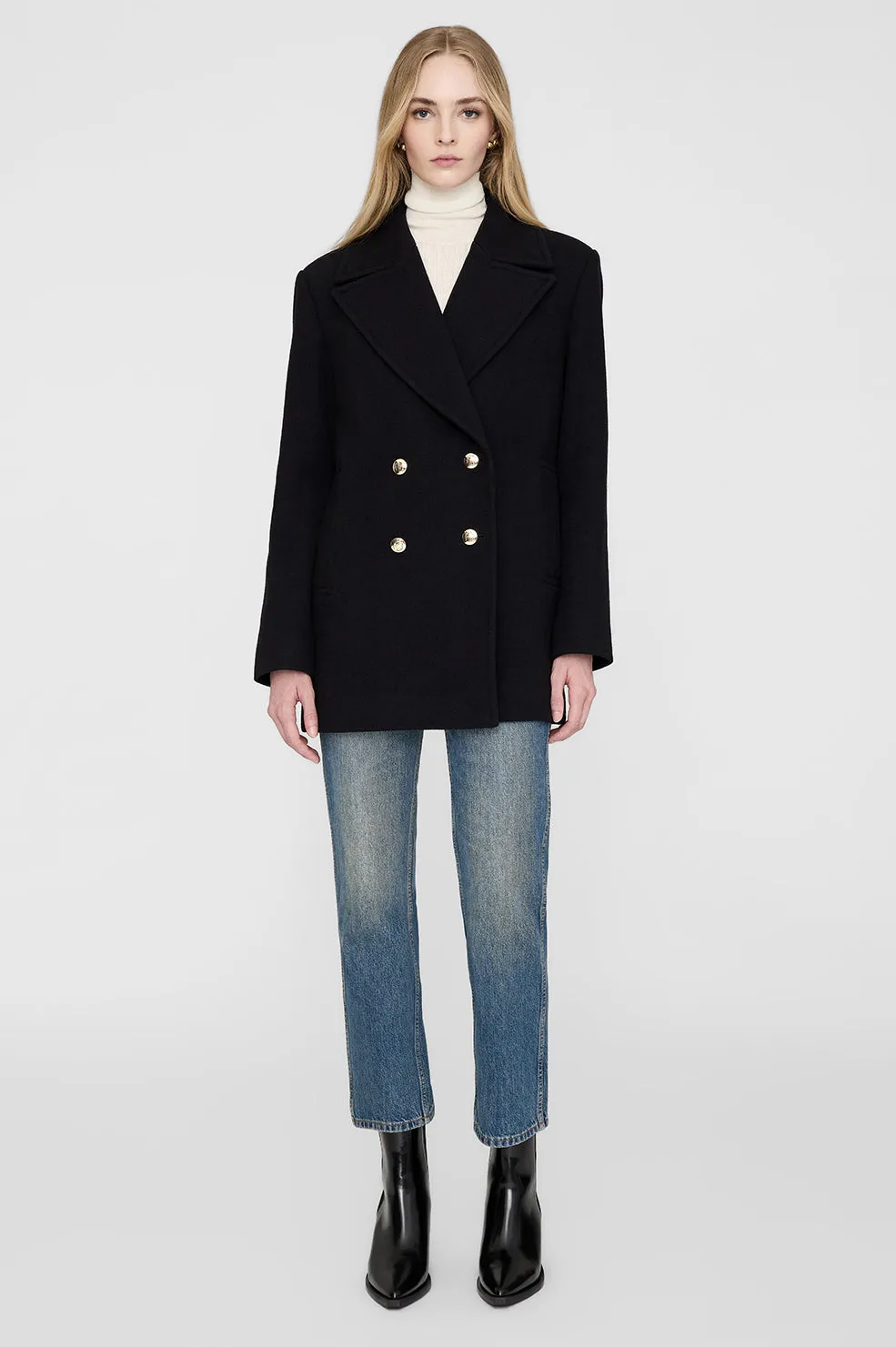 Glenn Peacoat - Black -ANINE BING