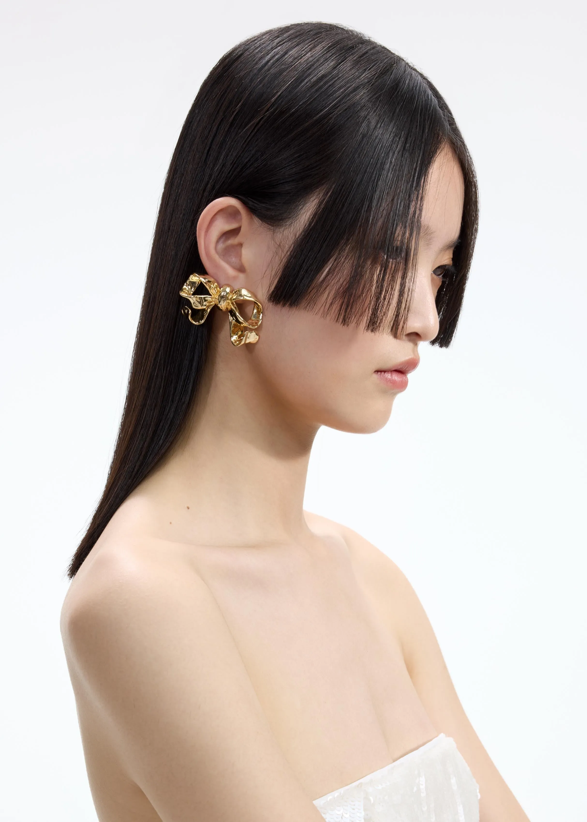 Gold Bow Earrings Self Portrait