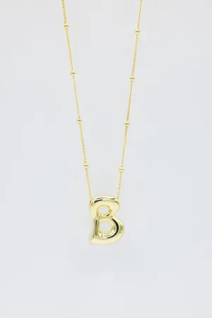 Gold Bubble Letter Initial “B” Necklace | KCN1105GD-B