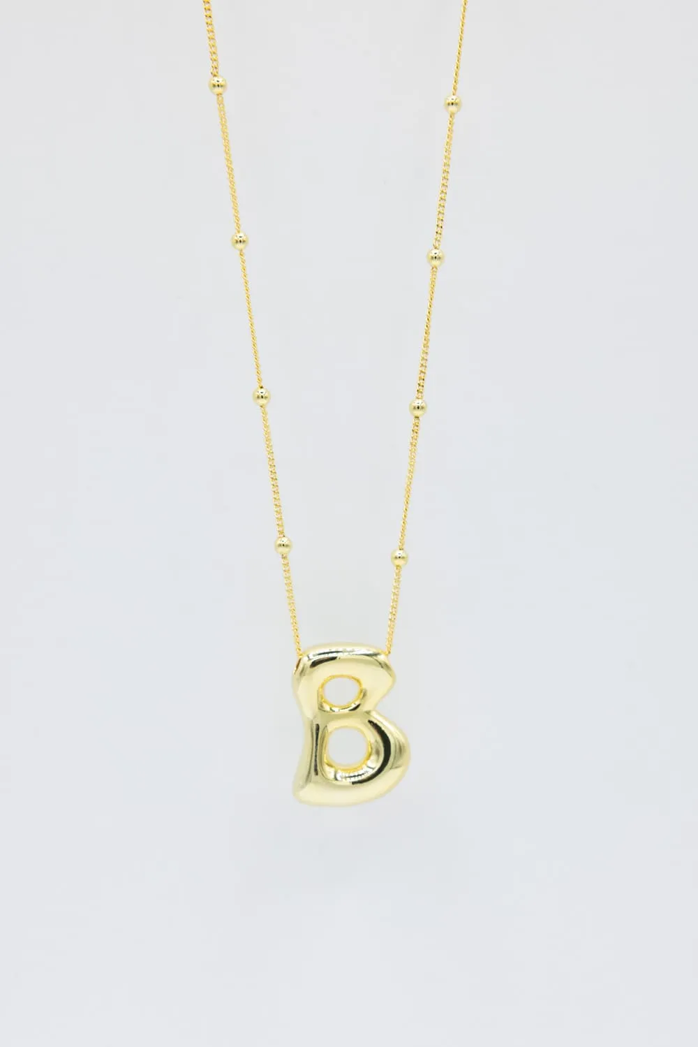 Gold Bubble Letter Initial “B” Necklace | KCN1105GD-B