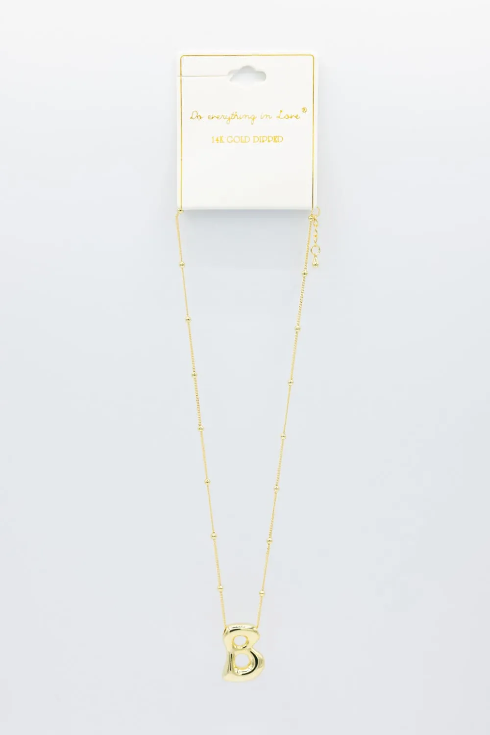 Gold Bubble Letter Initial “B” Necklace | KCN1105GD-B