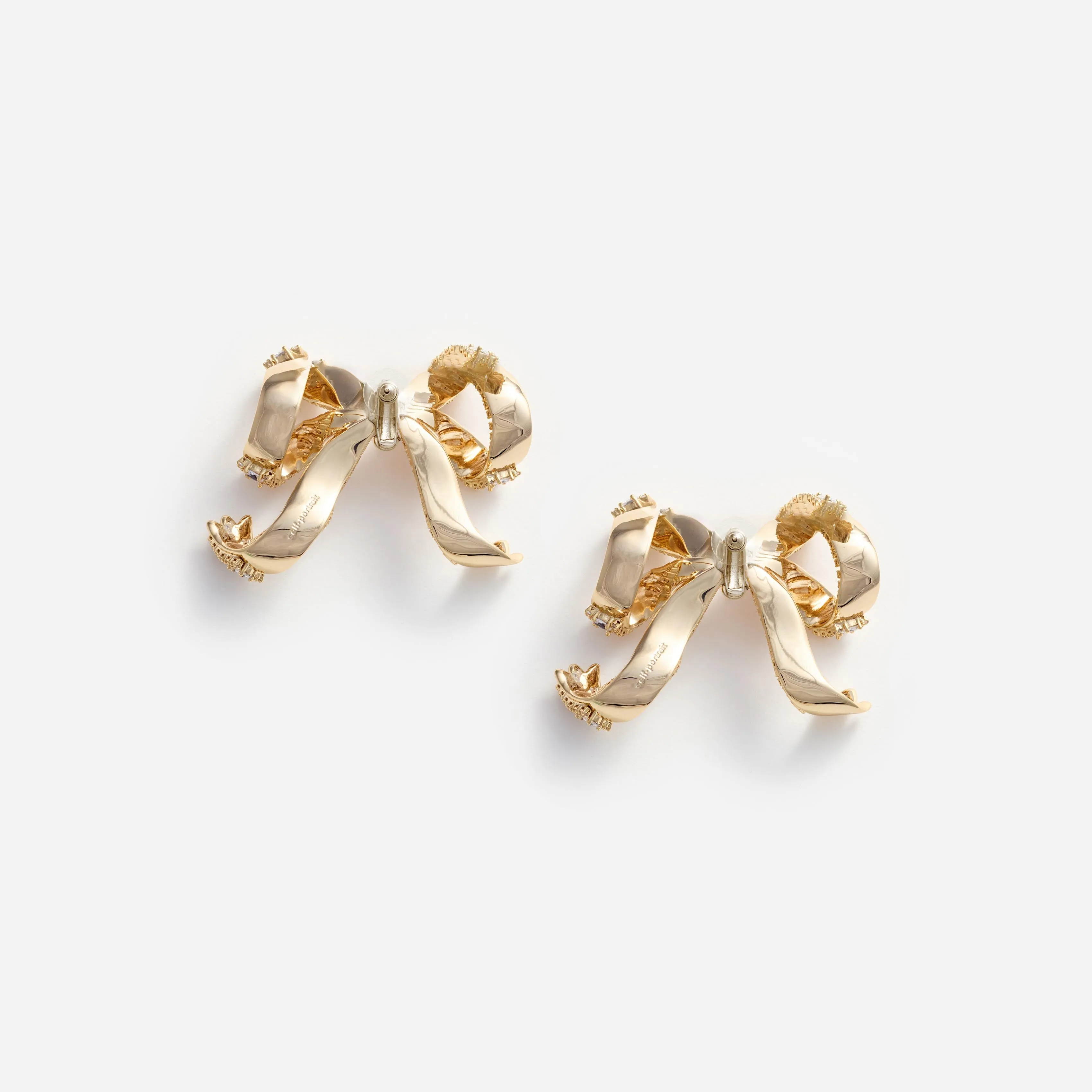 Gold Crystal Bow Earrings Self Portrait