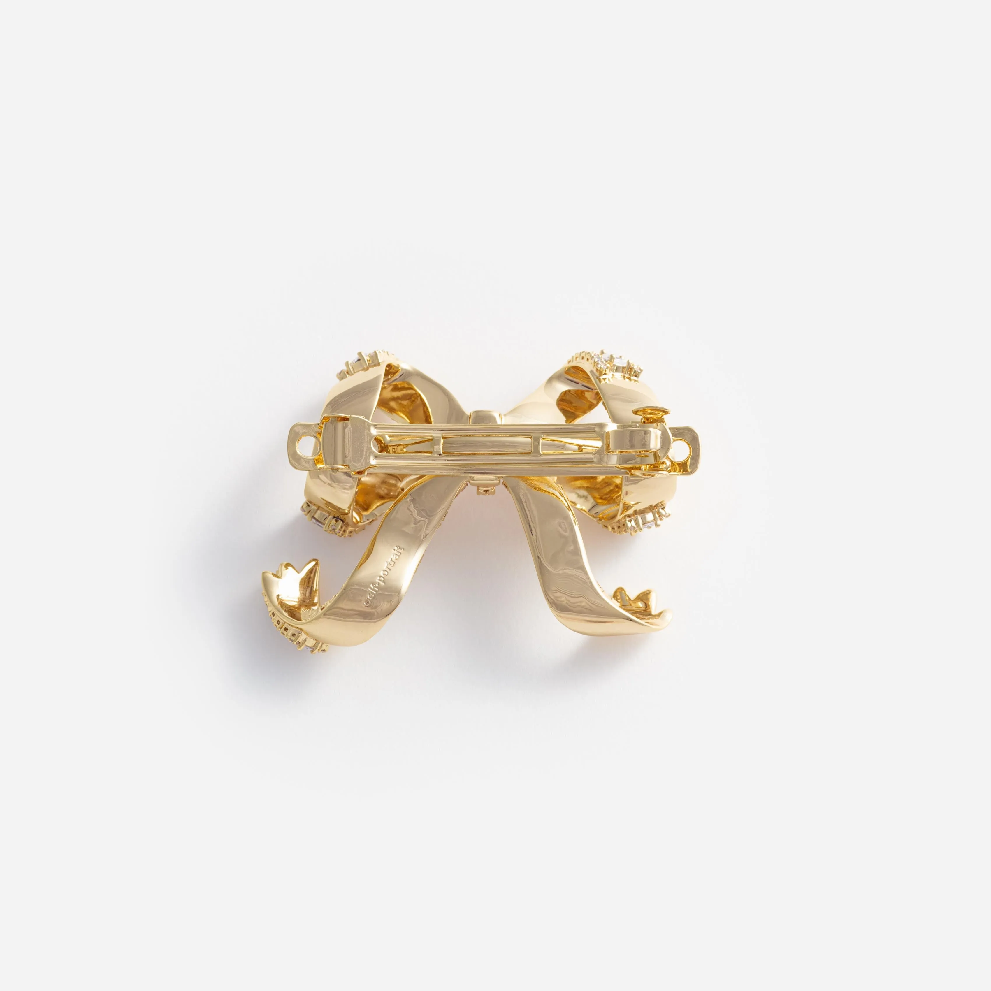 Gold Crystal Bow Hair Clip Self Portrait