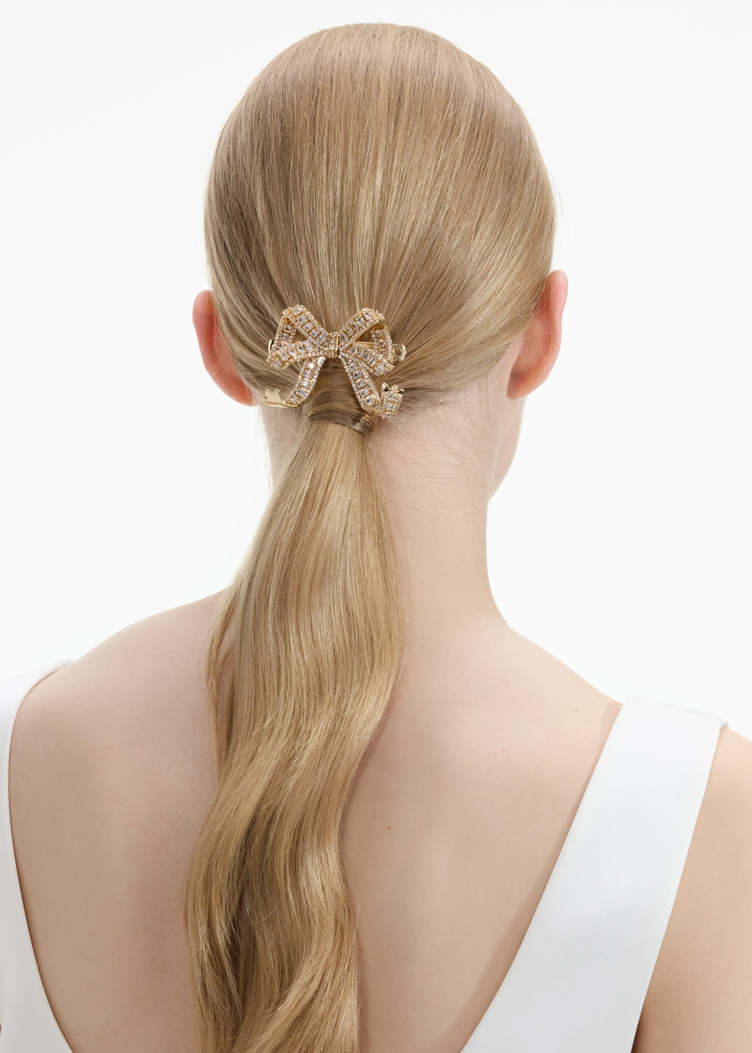 Gold Crystal Bow Hair Clip Self Portrait