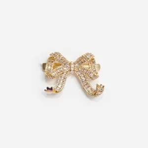 Gold Crystal Bow Hair Clip Self Portrait