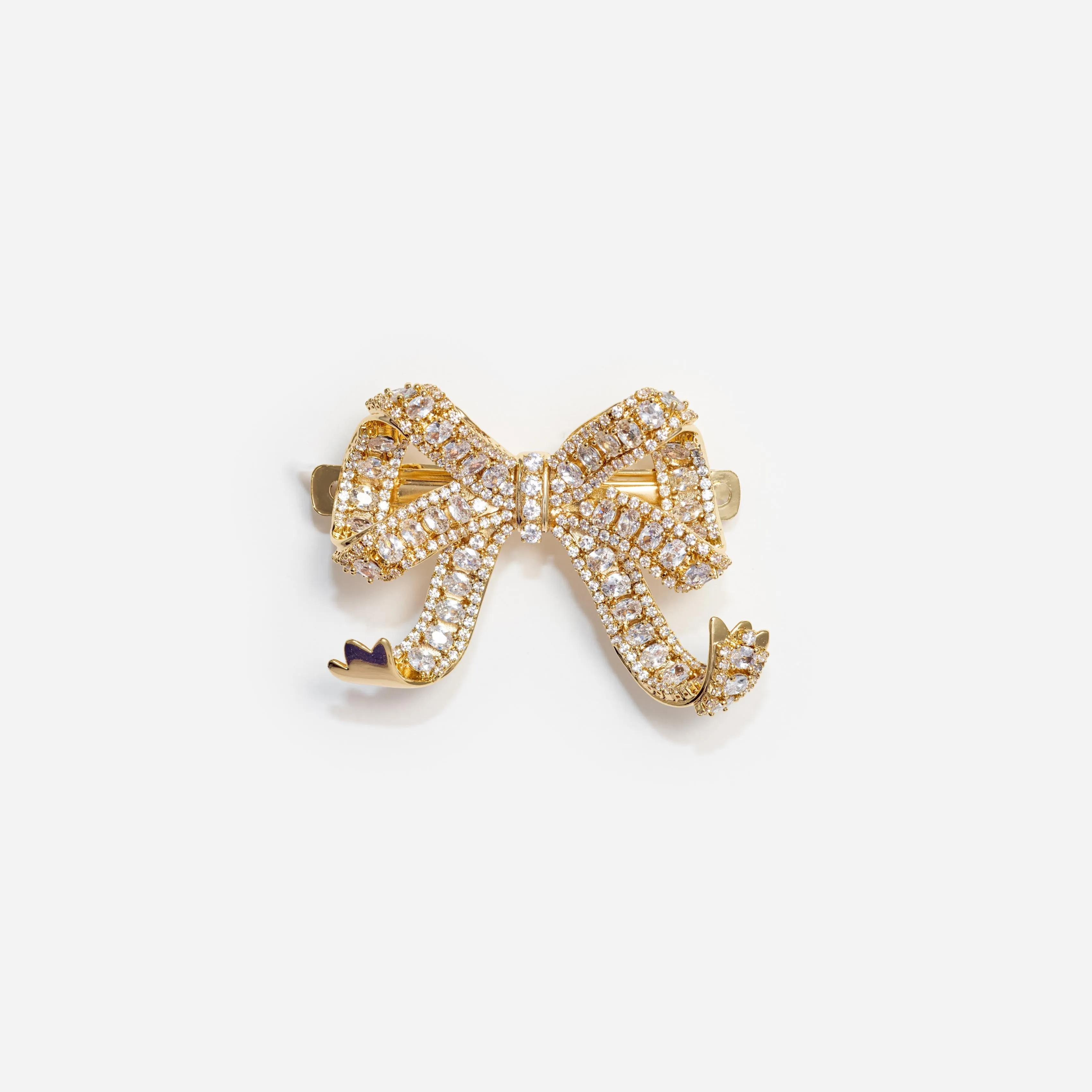Gold Crystal Bow Hair Clip Self Portrait