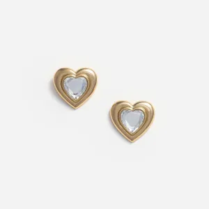 Gold Crystal Heart Earrings Self Portrait