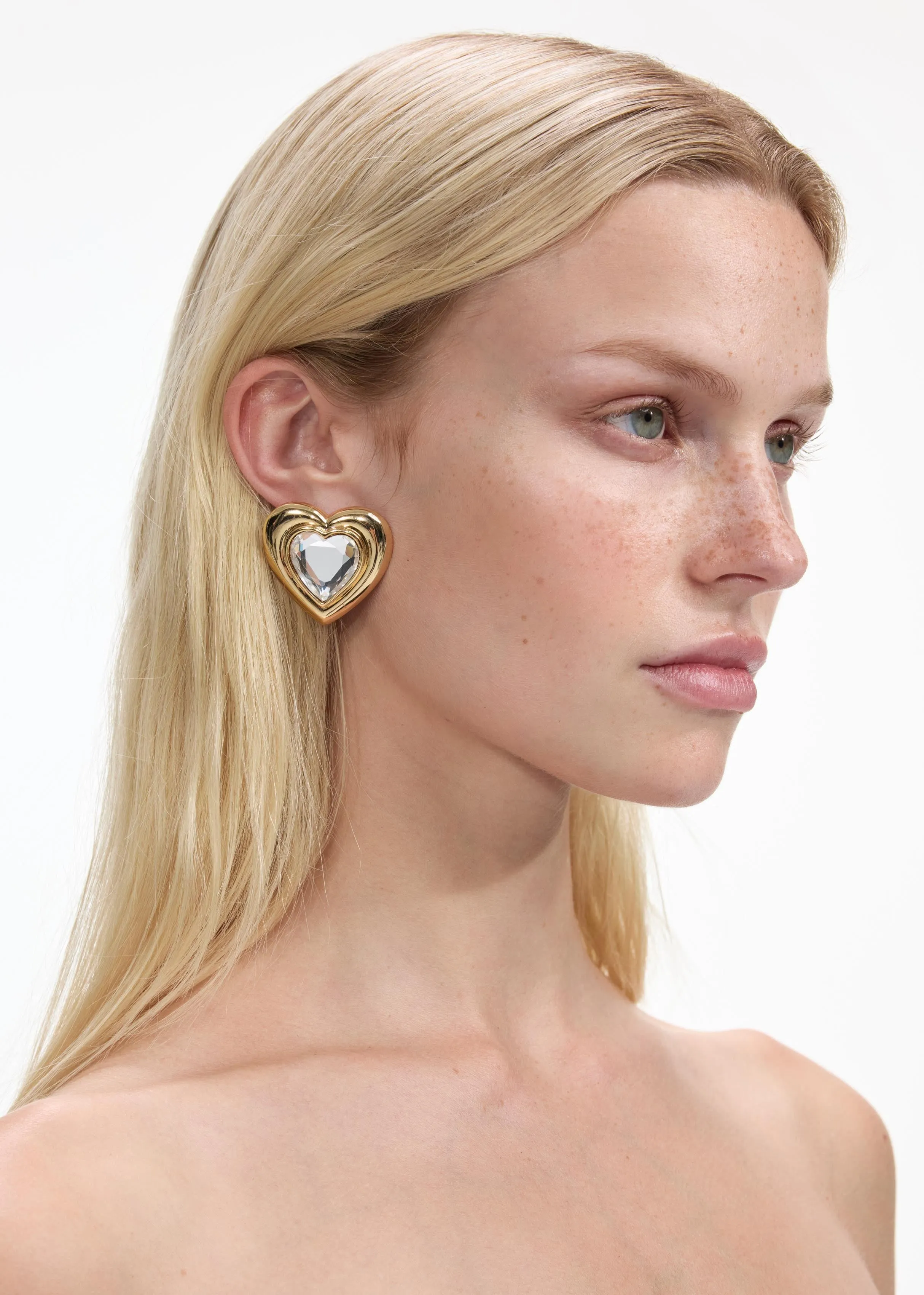 Gold Crystal Heart Earrings Self Portrait