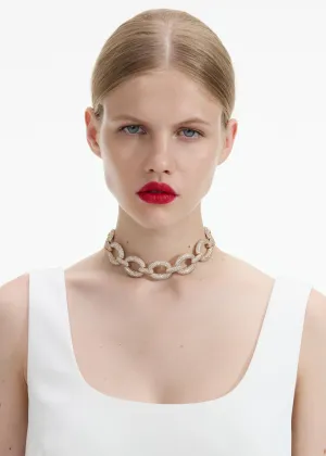 Gold Crystal Link Choker Self Portrait