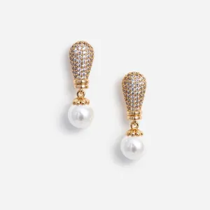 Gold Crystal Pearl Earrings Self Portrait