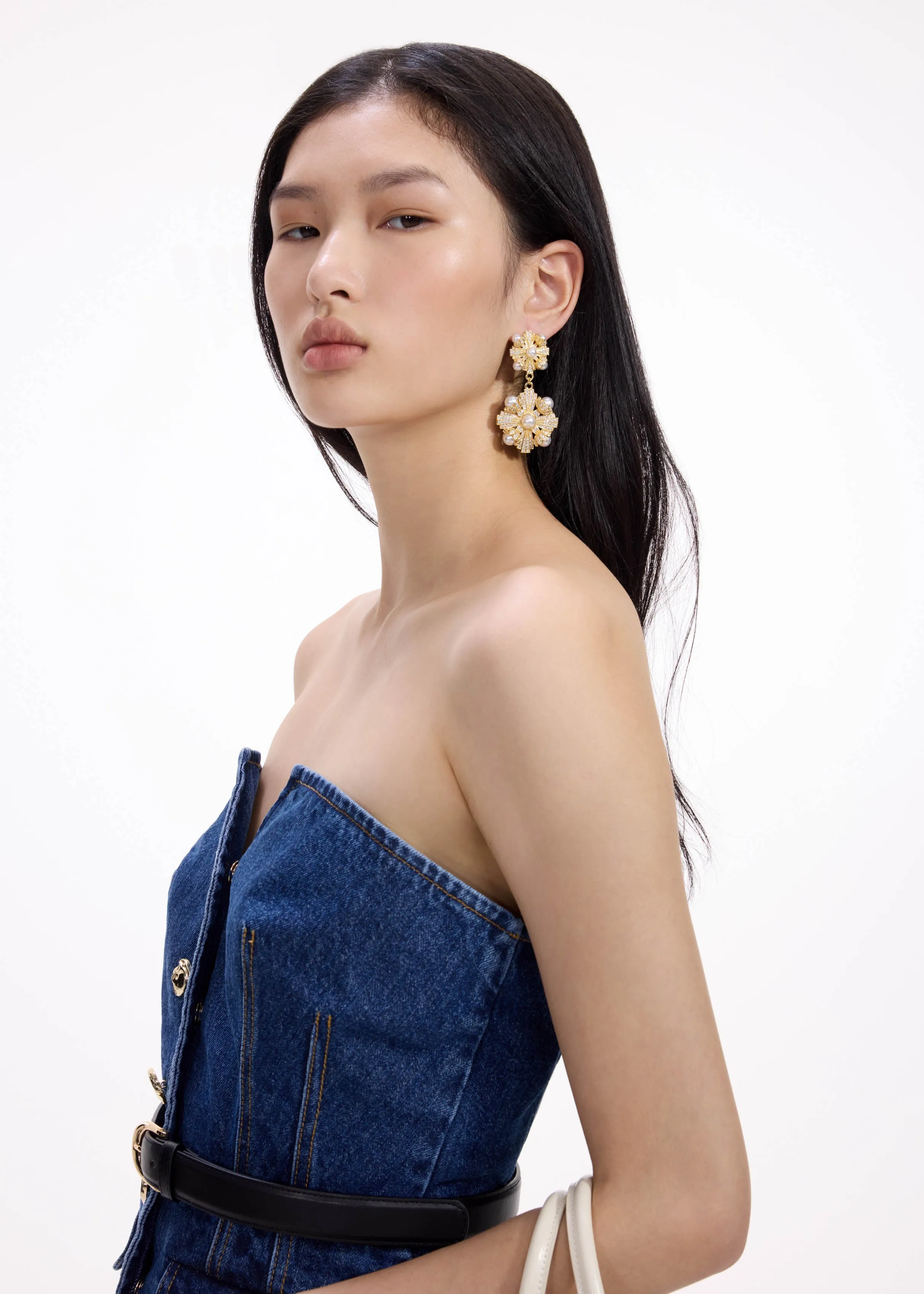 Gold Encrusted Tiered Earrings Self Portrait