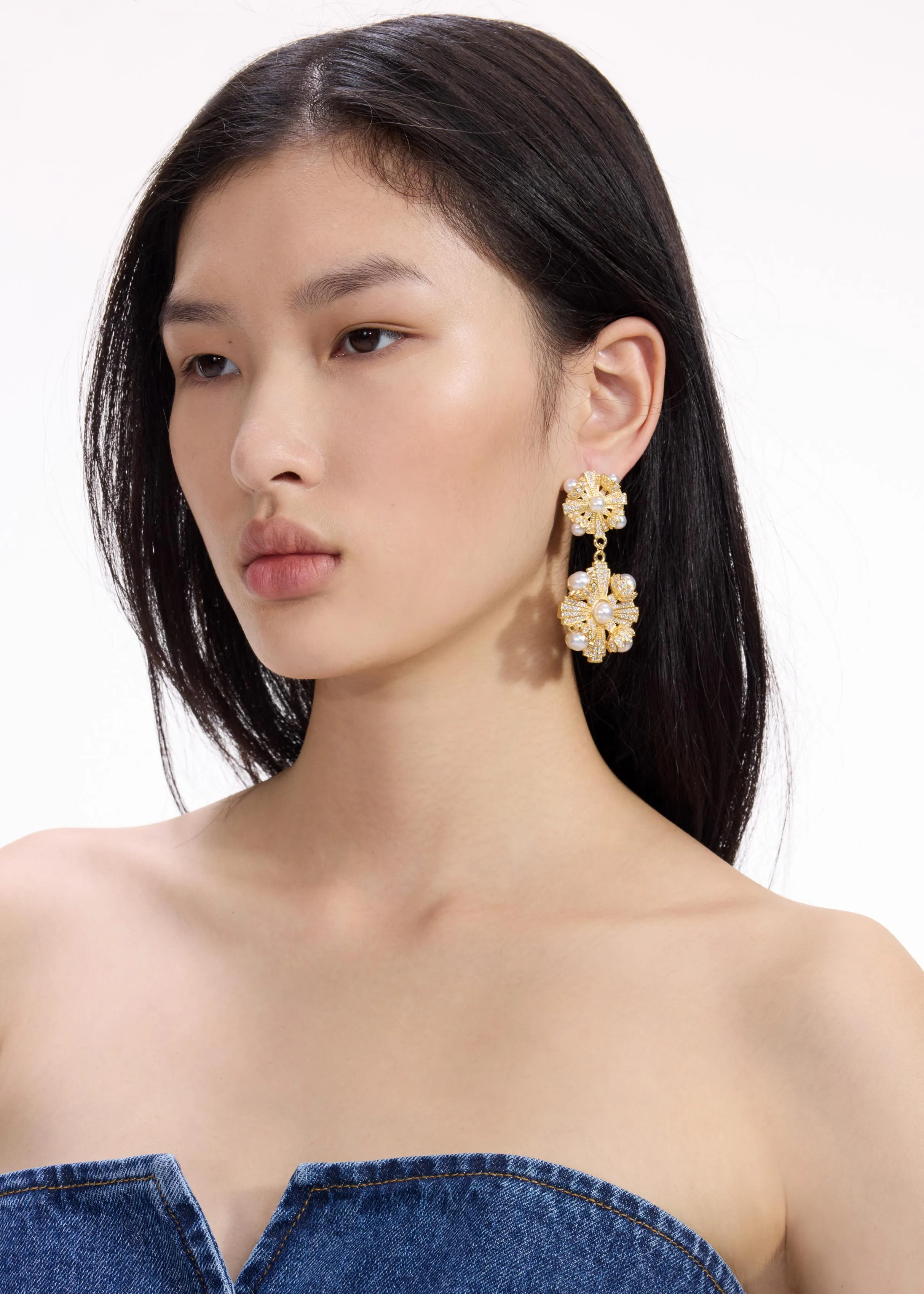 Gold Encrusted Tiered Earrings Self Portrait