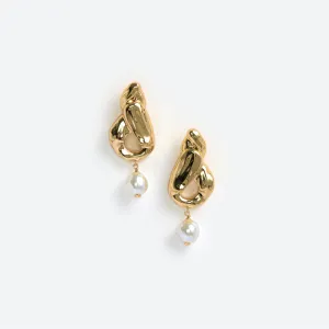 Gold Faux Pearl Drop Earrings Self Portrait