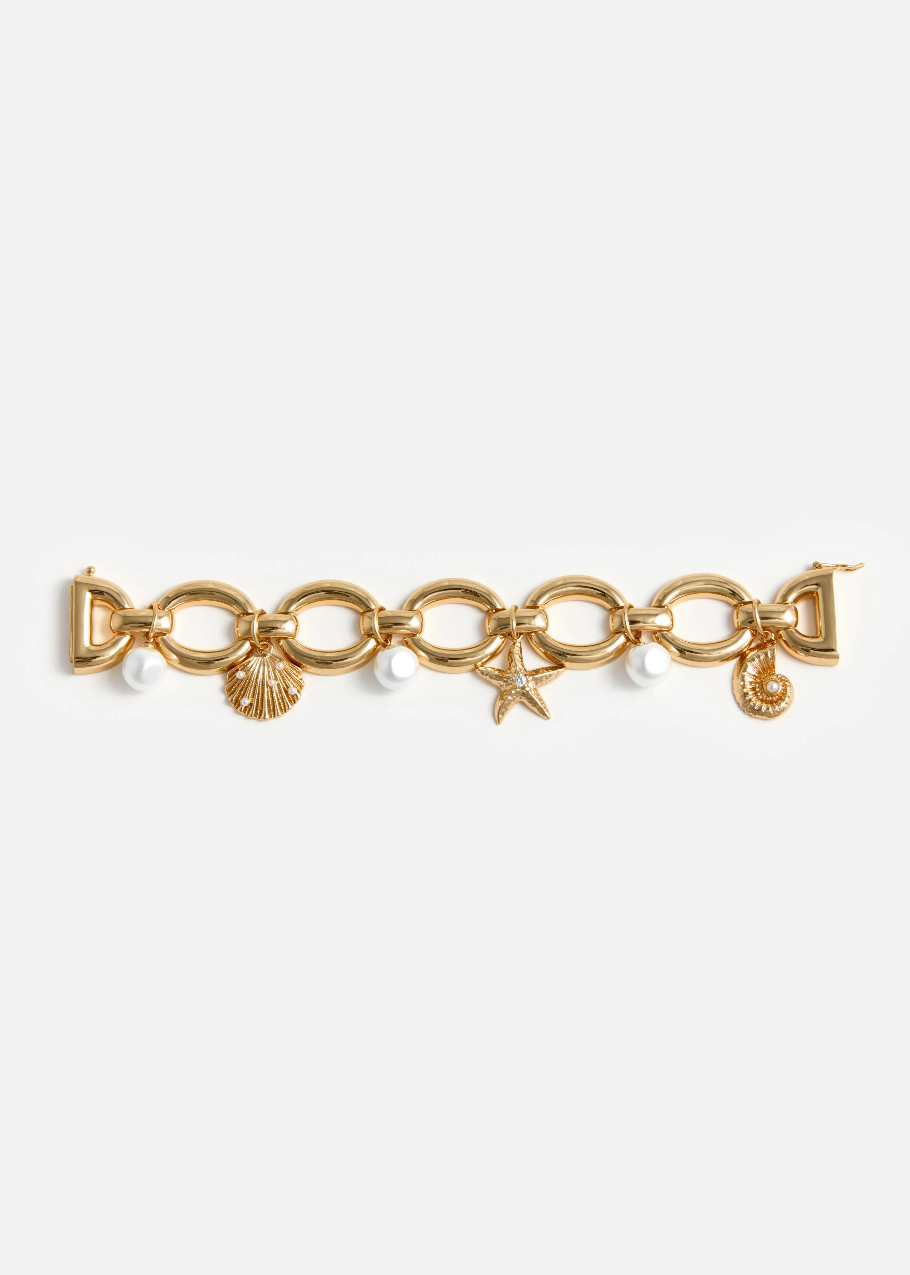 Gold Pearl Shell Charm Bracelet Self Portrait