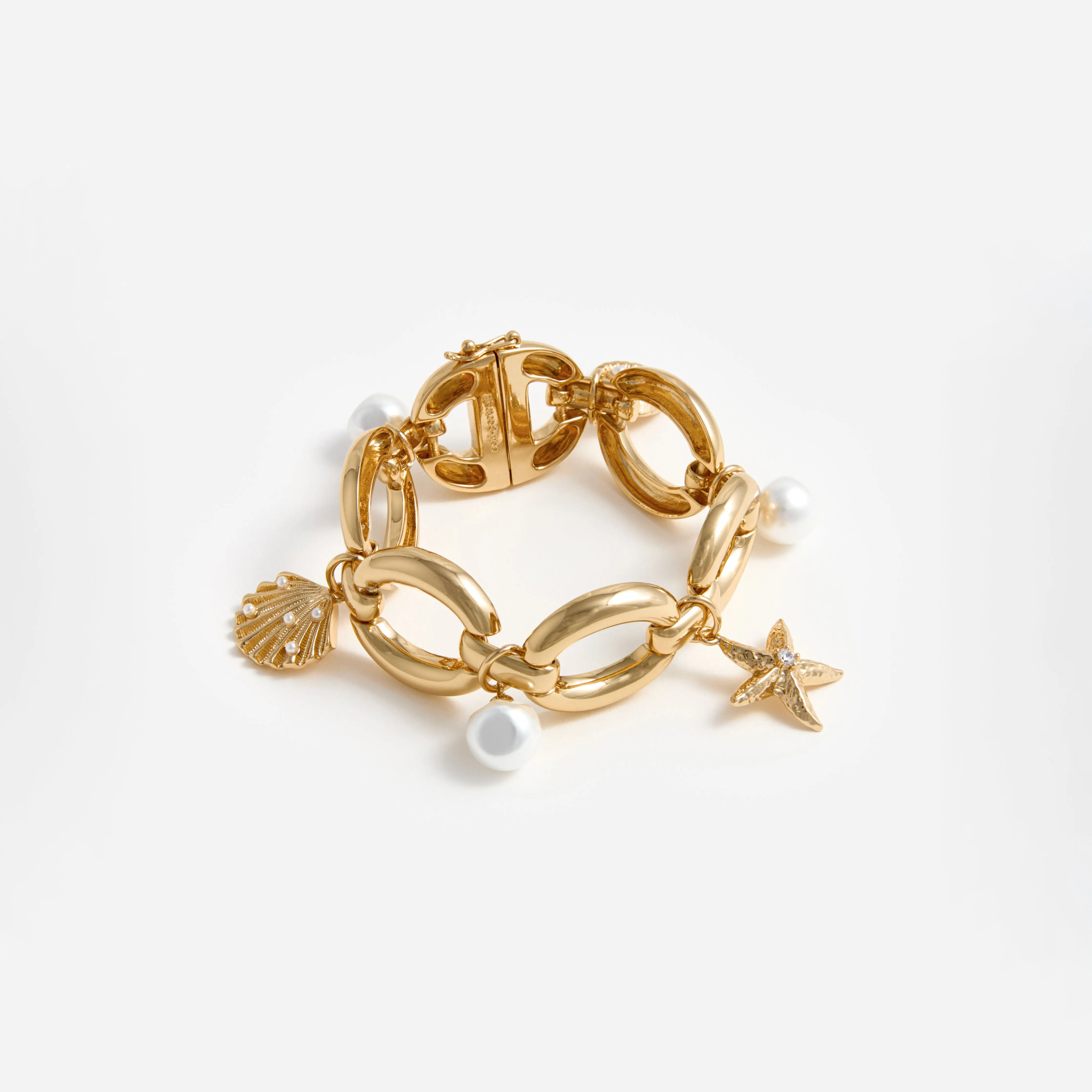 Gold Pearl Shell Charm Bracelet Self Portrait