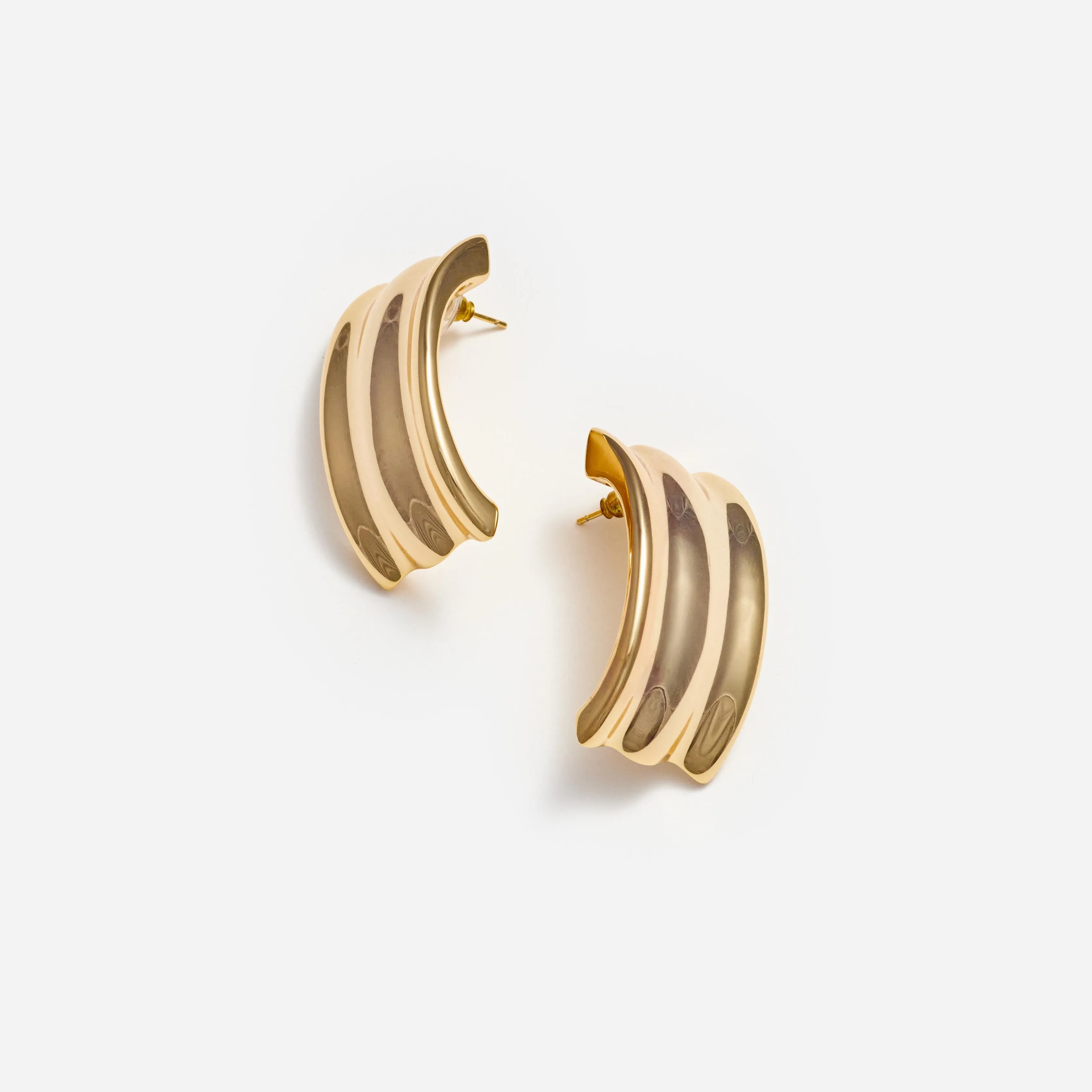Gold Ridged Earrings Self Portrait
