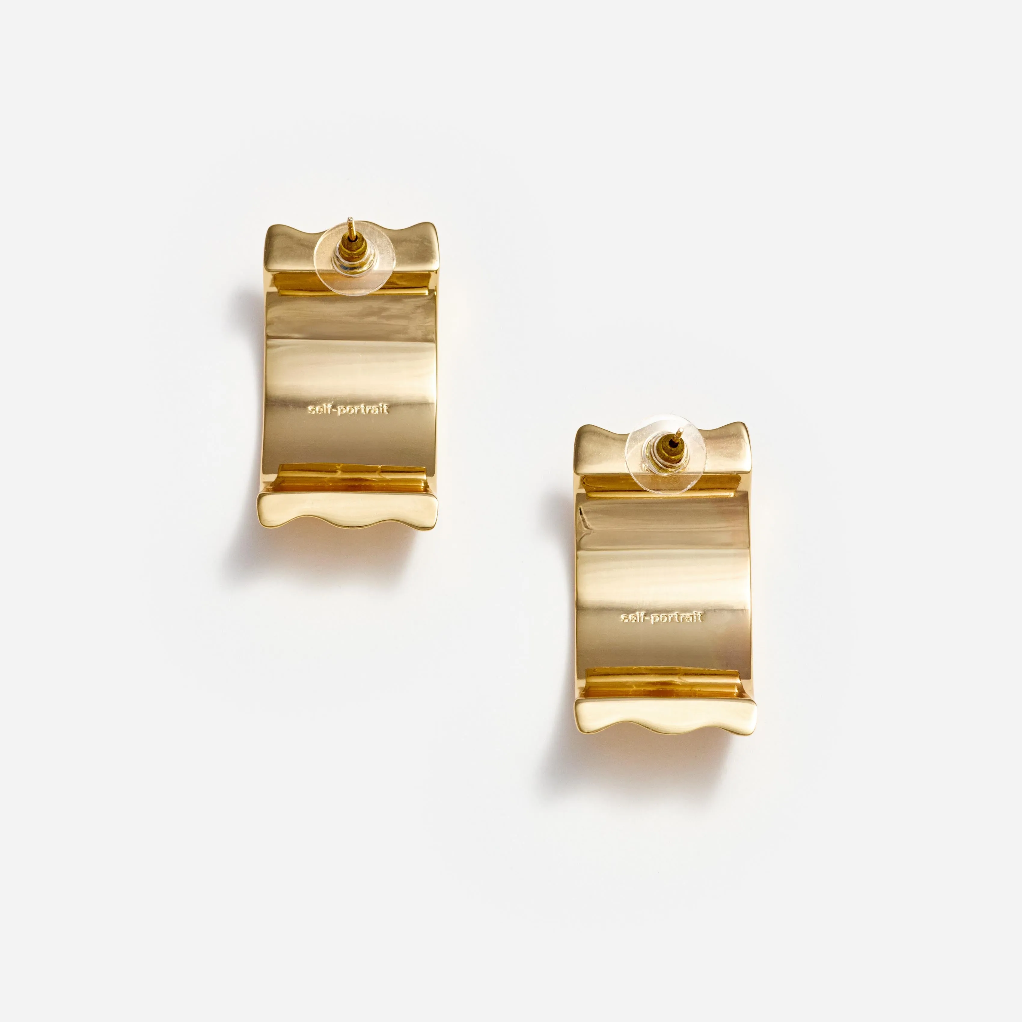 Gold Ridged Earrings Self Portrait