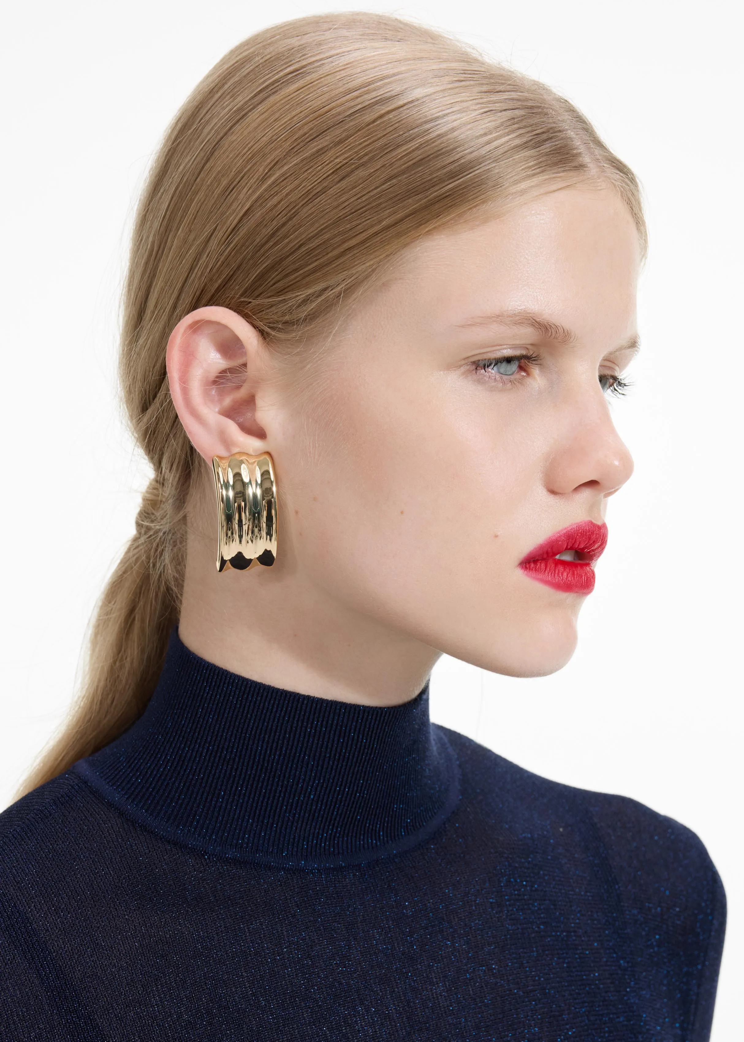 Gold Ridged Earrings Self Portrait