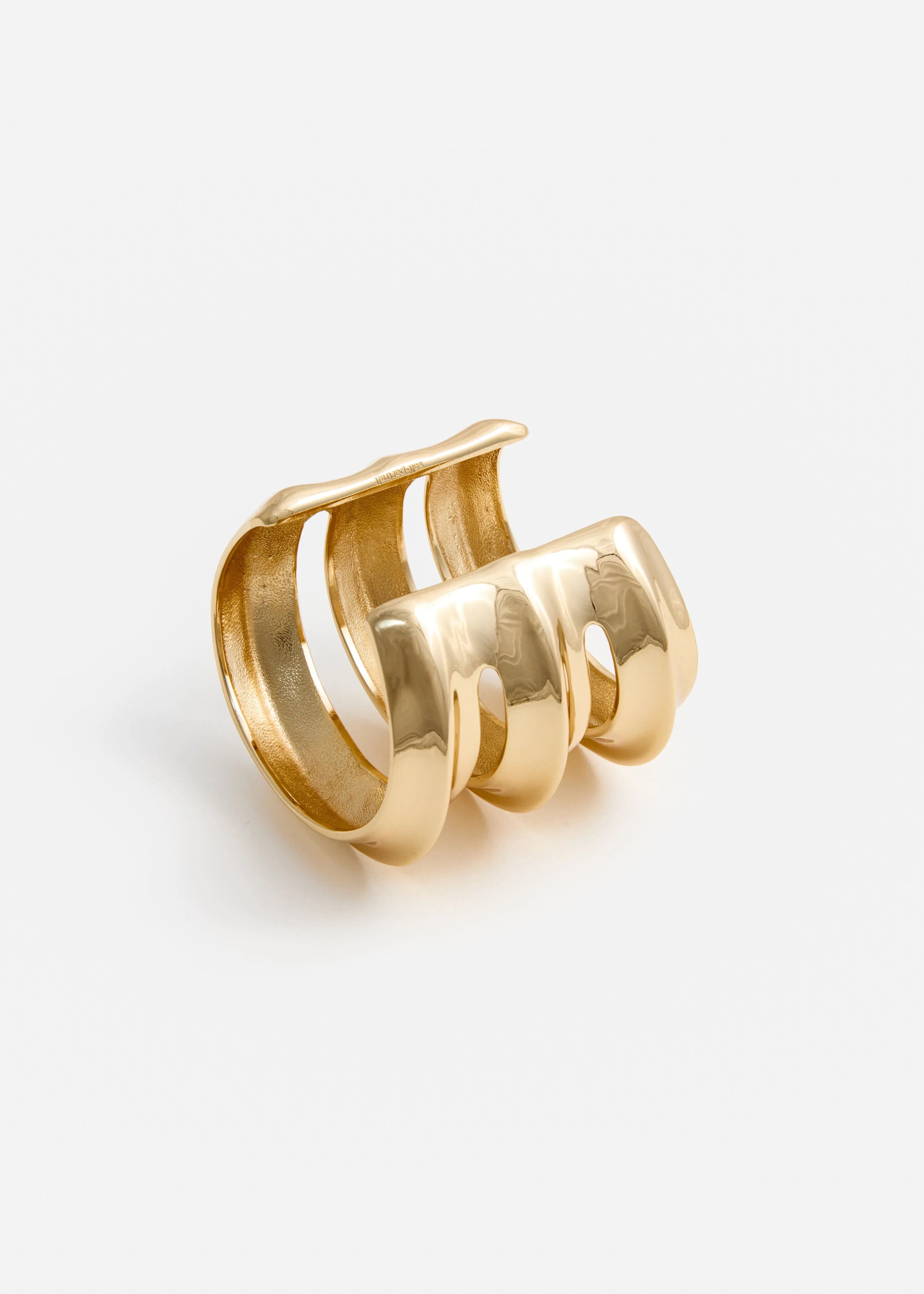 Gold Sculpted Double Cuff Self Portrait