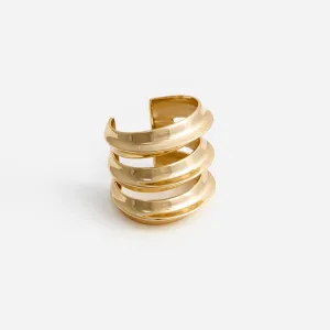 Gold Sculpted Double Cuff Self Portrait