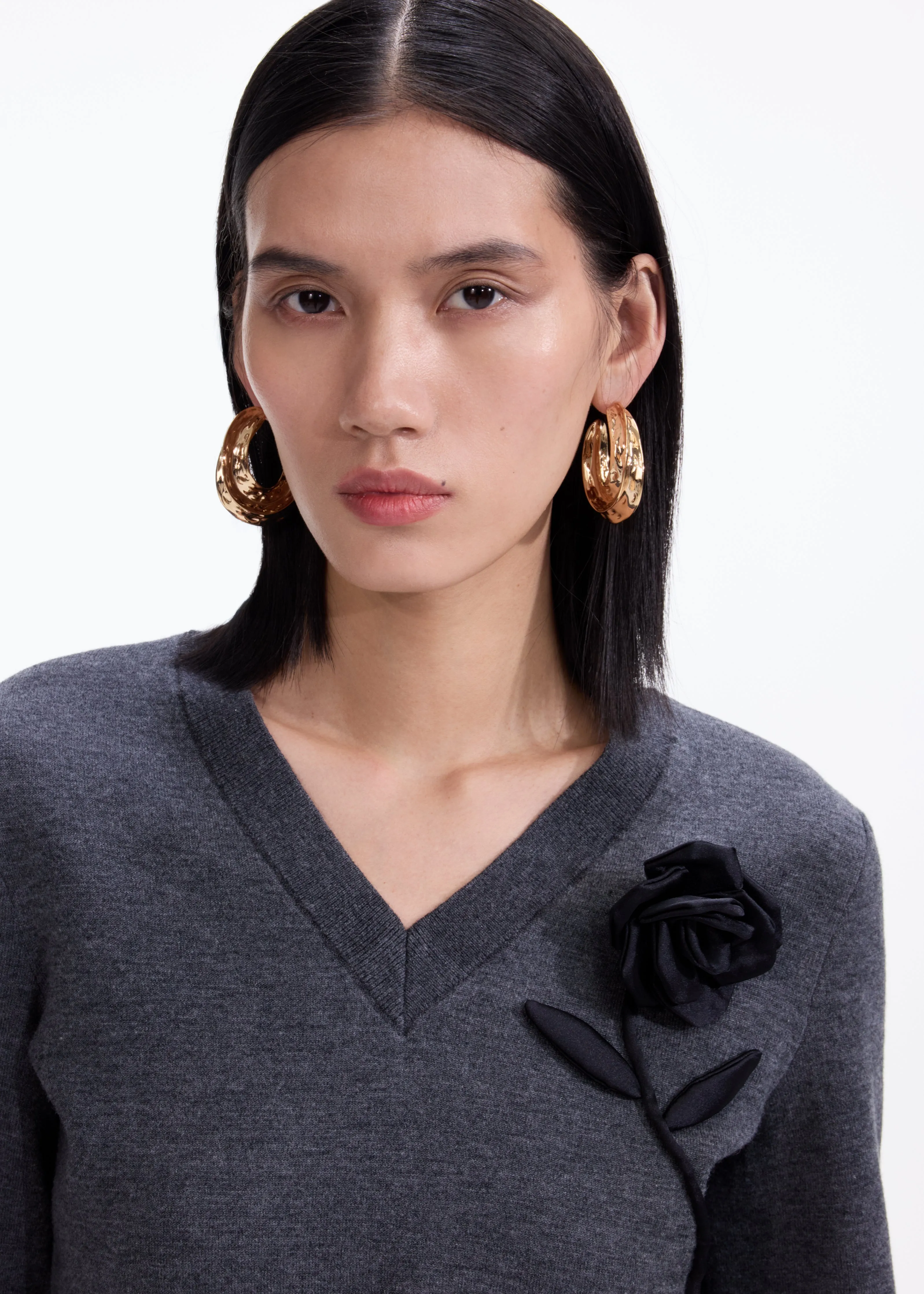 Gold Sculpted Hoop Earrings Self Portrait
