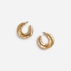 Gold Sculpted Hoop Earrings Self Portrait