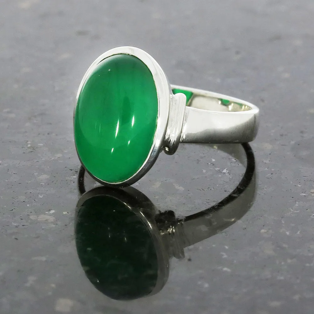 Green Agate Sterling Silver Ring