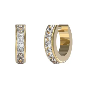 Guess Gold Tone Crystal Set Huggie Earrings UBE03134JWYG