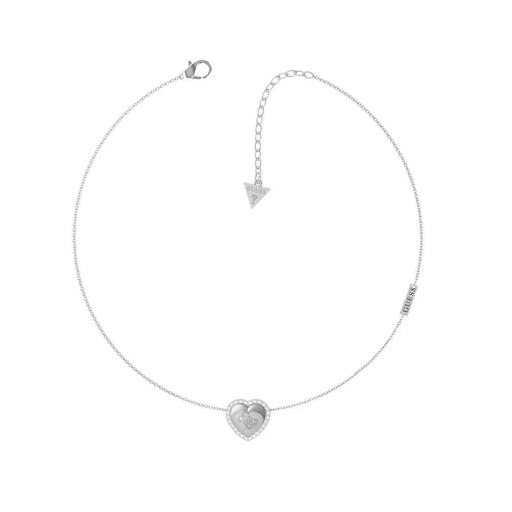 Guess That's Amore Heart Logo Necklace UBN01066JWRH