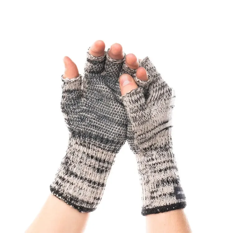 Guideline Wool Fingerless Gloves - Grey Twist