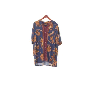 Hammond & Co Men XXL Casual Shirt Navy Floral Viscose Vintage Short Sleeve Top