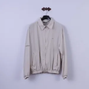 Head Men L Jacket Beige Lightweight Zip Up Activewear Retro Golf Bomber Top