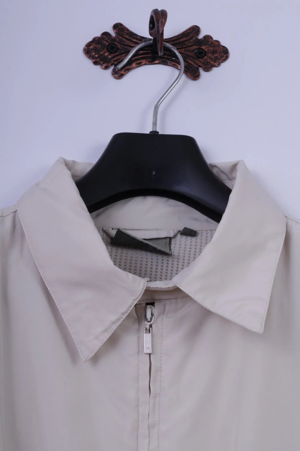 Head Men L Jacket Beige Lightweight Zip Up Activewear Retro Golf Bomber Top