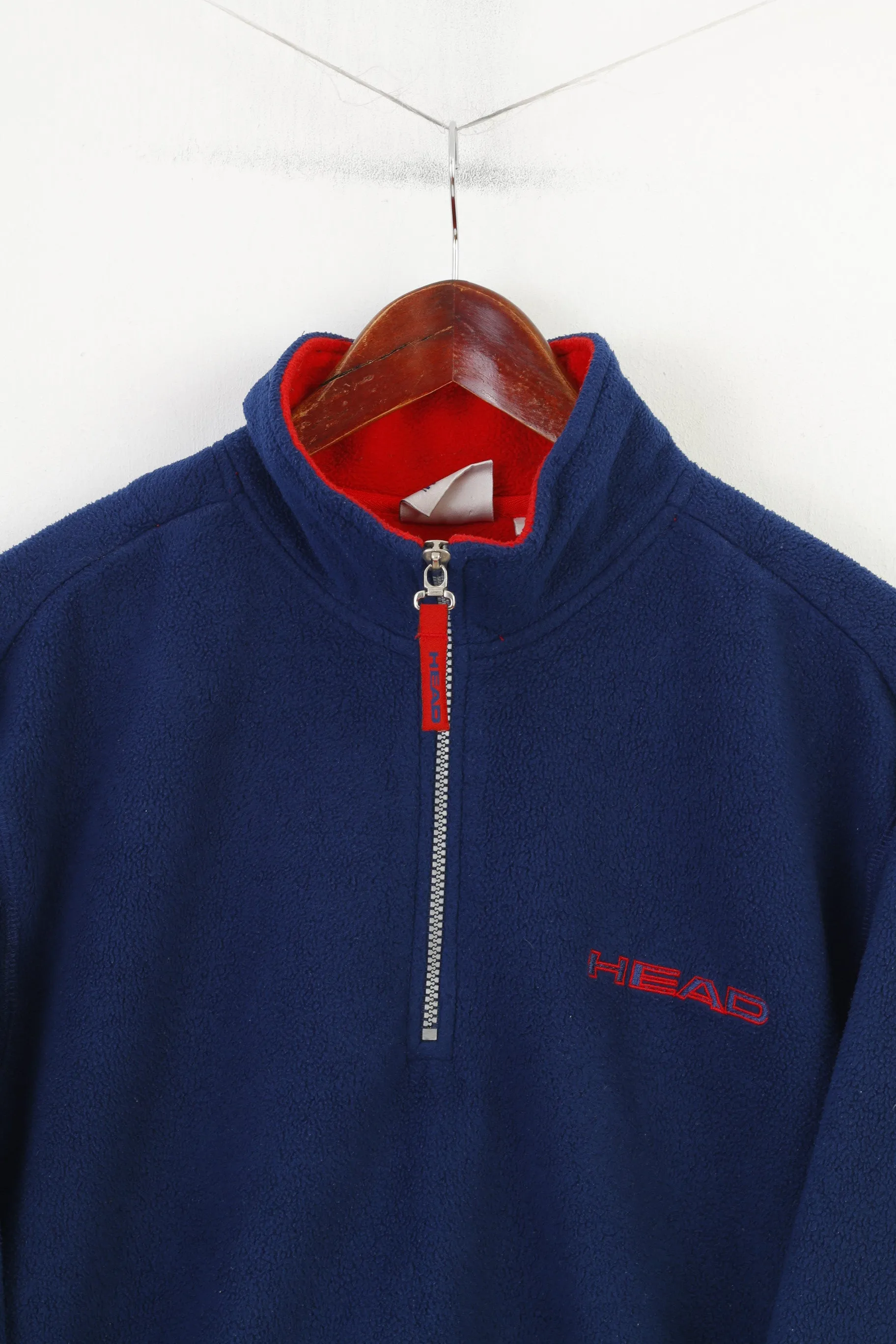 Head Men S Fleece Zip Neck Navy Padded Vintage Sweatshirt Top