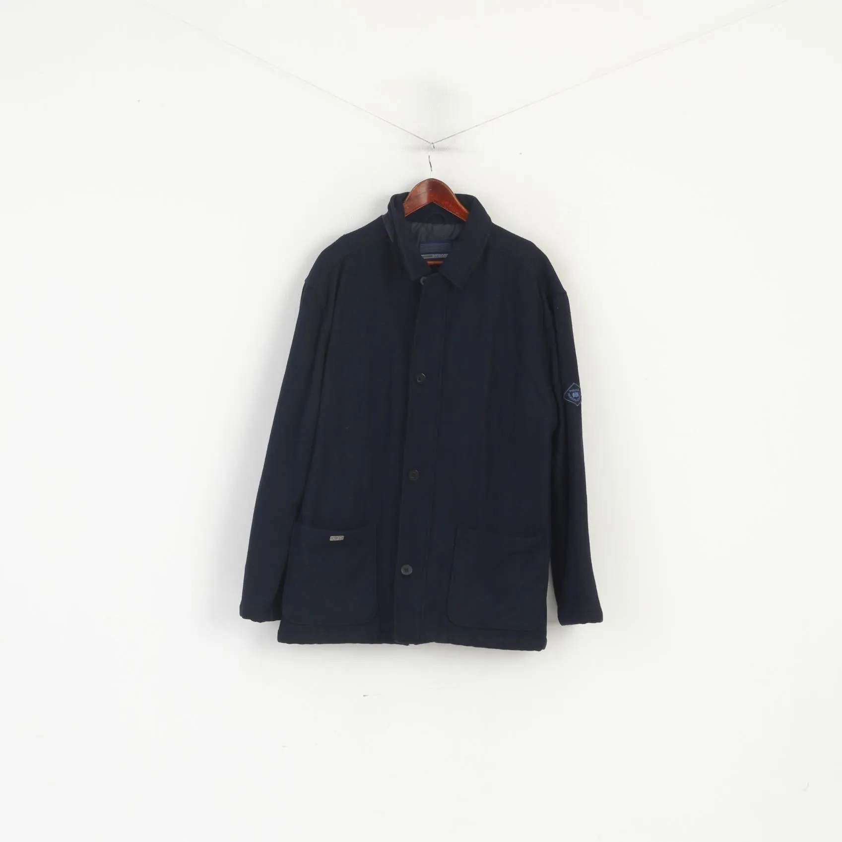 Head Men XL Jacket Navy Wool Blend Vintage Classic Full Zipper Casual Top