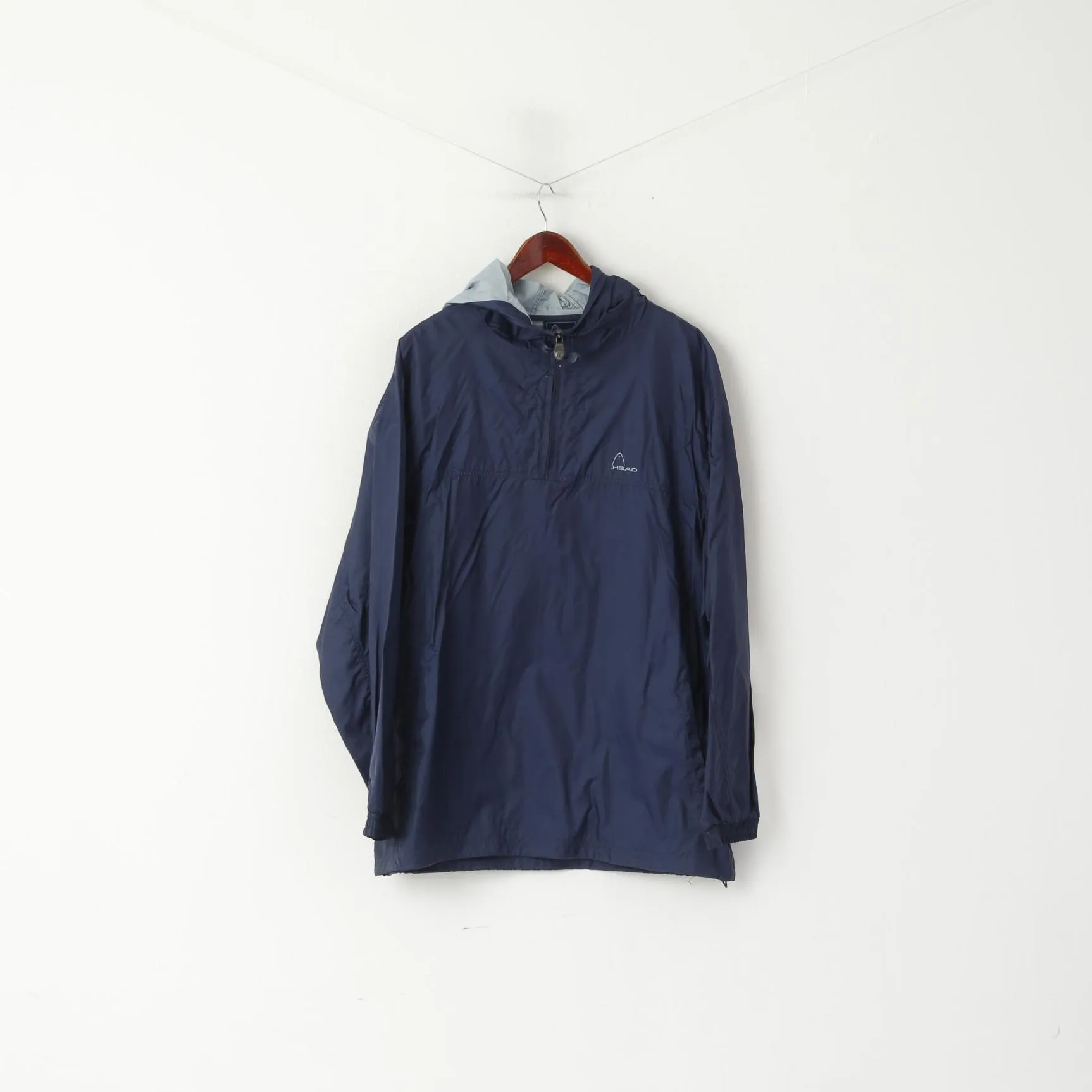 Head Men XL Pullover Jacket Navy Nylon Waterproof Hooded Zip Neck Top