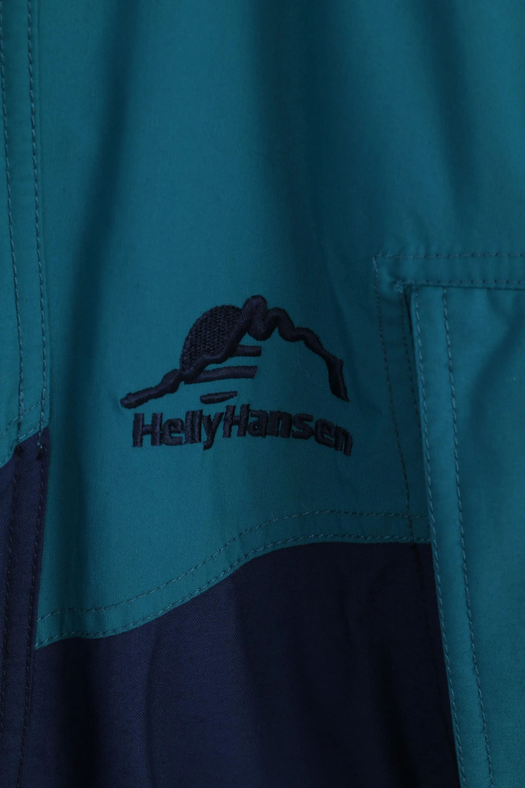 Helly Hansen Men M Jacket Green Navy Waterproof Nylon Full Zipper Outdoor Top