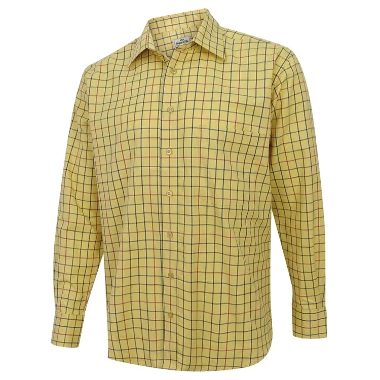 Hoggs Of Fife Governor Premier Tattersall Shirt - Gold Check