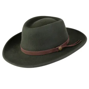 Hoggs of Fife Wax Perth Crushable Felt Hat - Olive