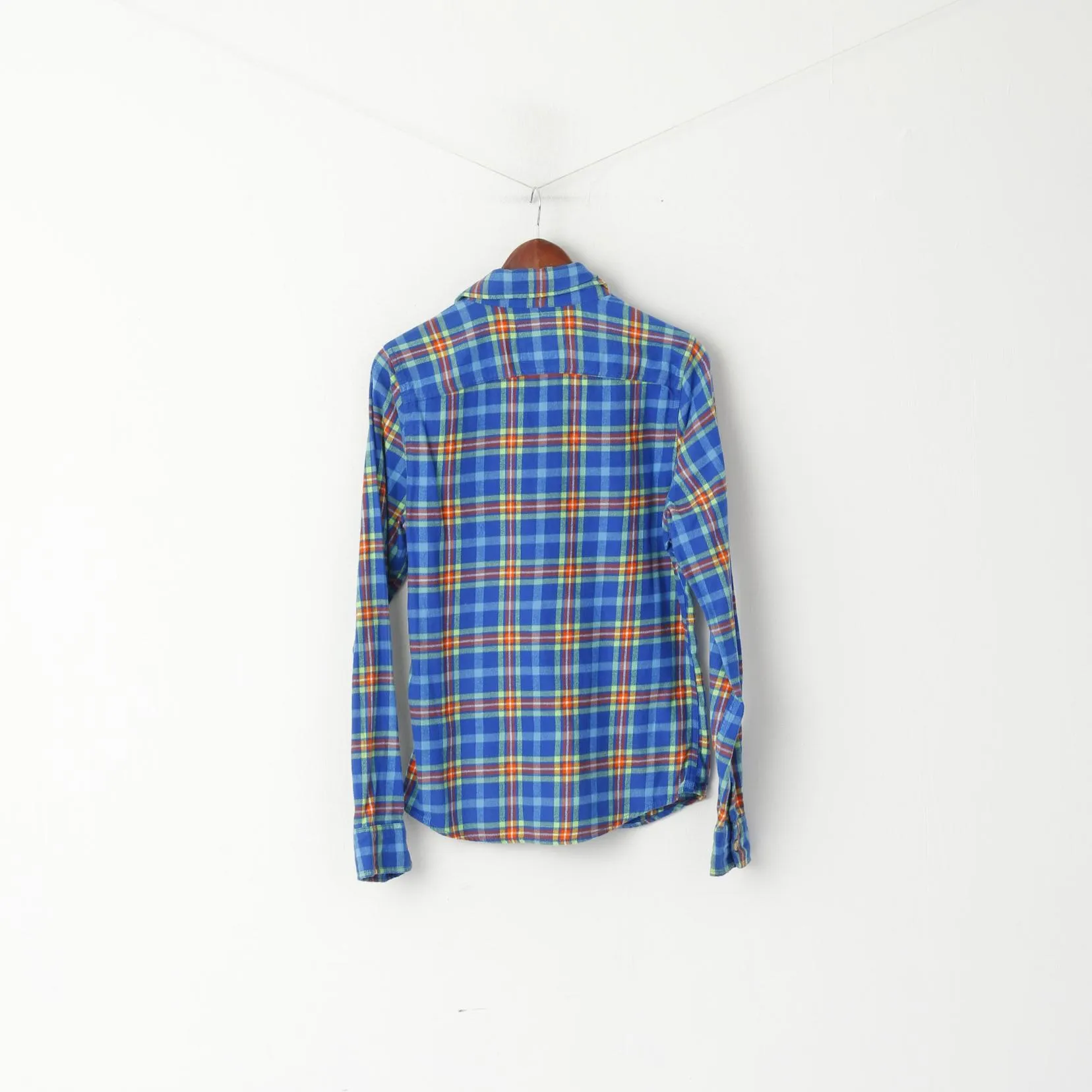 Hollister Men S Casual Shirt Blue Check Cotton Soft Flanel Long Sleeve Top