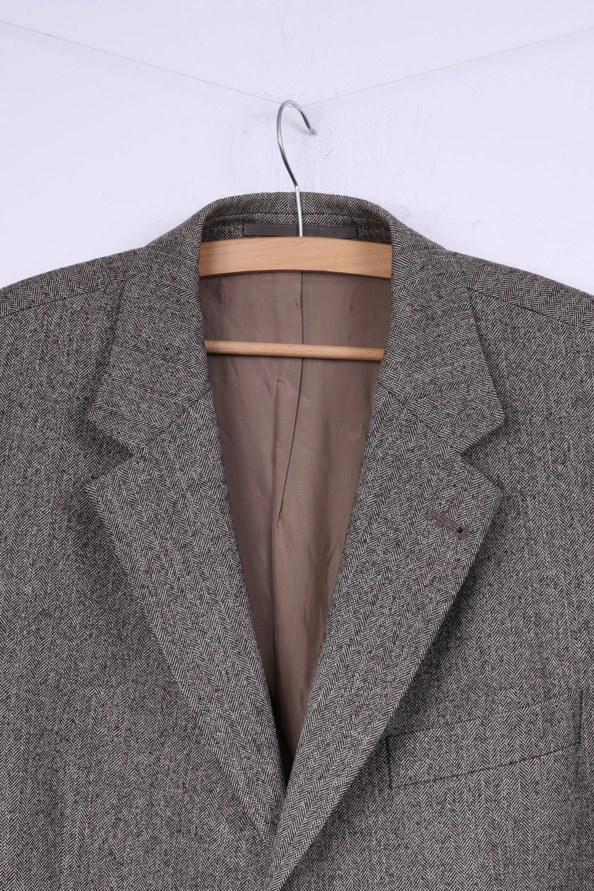 Hugo Boss Men 102 40 Suit Vintage Brown Herringbone Wool Einstein/Sigma