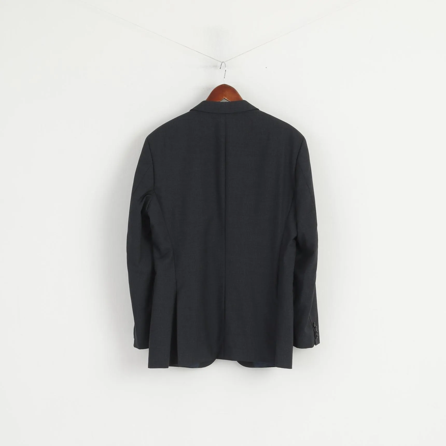 Hugo Boss Men 50 40 Blazer Navy Check REDA Wool Italy Single Breasted Jacket